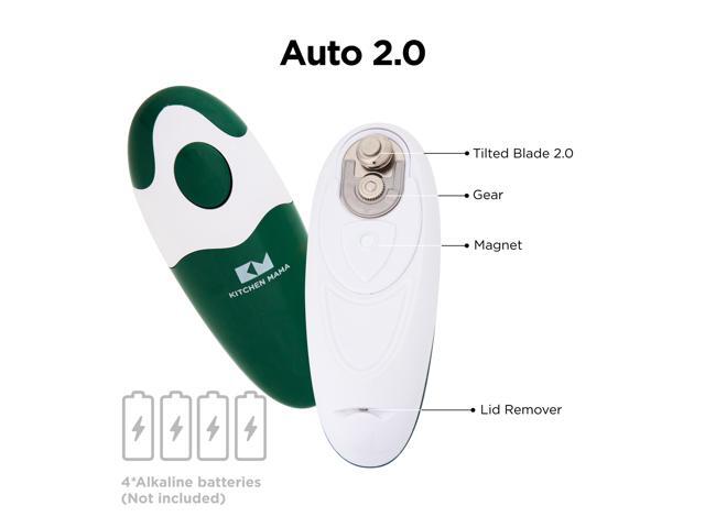 Kitchen Mama Electric Can Opener 2.0: Upgraded Blade Opens Any Can Shape - No Sharp Edge, Food-Safe, Handy with Lid Lift, Battery Operated Handheld...