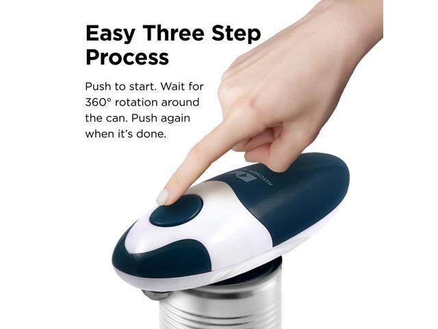 Kitchen Mama Electric Can Opener 2.0: Upgraded Blade Opens Any Can Shape - No Sharp Edge, Food-Safe, Handy with Lid Lift, Battery Operated Handheld...