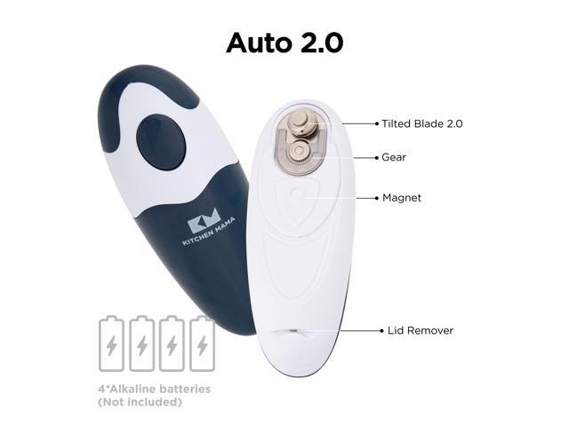 Kitchen Mama Electric Can Opener 2.0: Upgraded Blade Opens Any Can Shape - No Sharp Edge, Food-Safe, Handy with Lid Lift, Battery Operated Handheld...
