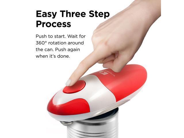 Kitchen Mama Electric Can Opener 2.0: Upgraded Blade Opens Any Can Shape - No Sharp Edge, Food-Safe, Handy with Lid Lift, Battery Operated Handheld...