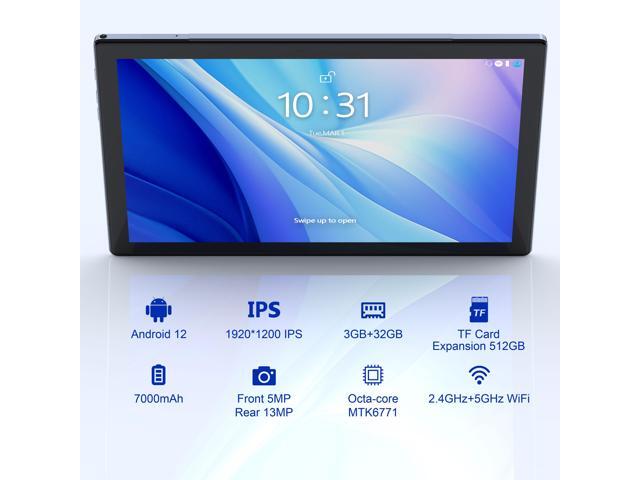 BYYBUO Tablet 10.1 inch Android 12 Tablets, 3GB RAM+32GB ROM, 1920x1200 IPS FHD Display, 7000mAh Battery, 5.0MP+13.0MP Camera, Octa-Core Processor,...