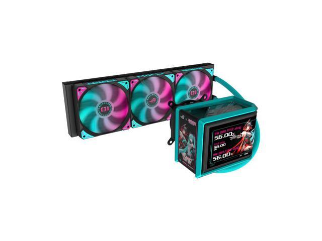 ASUS ROG RYUO IV 360 ARGB MIKU Edition All-in-one AIO Liquid CPU Cooler, 400mm long water cooling tube, 3D visual effects, curved 6.67'' AMOLED...