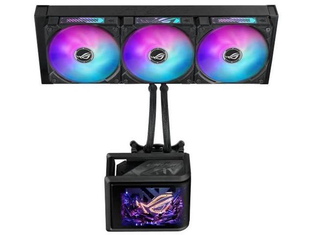 ASUS ROG RYUO IV 360 ARGB All-in-one AIO Liquid CPU Cooler, 400mm long water cooling tube, 3D visual effects, curved 6.67'' AMOLED screen, Asetek...