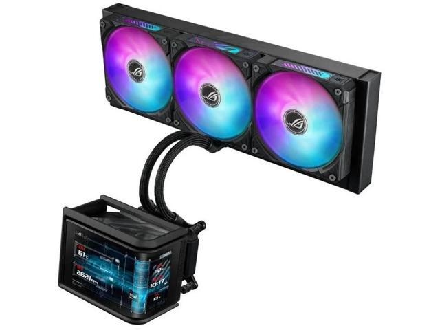 ASUS ROG RYUO IV 360 ARGB All-in-one AIO Liquid CPU Cooler, 400mm long water cooling tube, 3D visual effects, curved 6.67'' AMOLED screen, Asetek...