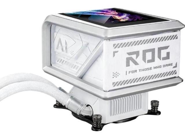 ASUS ROG RYUO IV SLC 360 ARGB White Edition All-in-one AIO Liquid CPU Cooler, 200mm short water,3D visual effects, curved 6.67'' AMOLED screen and...