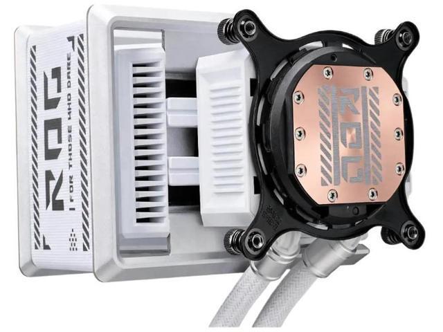 ASUS ROG RYUO IV SLC 360 ARGB White Edition All-in-one AIO Liquid CPU Cooler, 200mm short water,3D visual effects, curved 6.67'' AMOLED screen and...