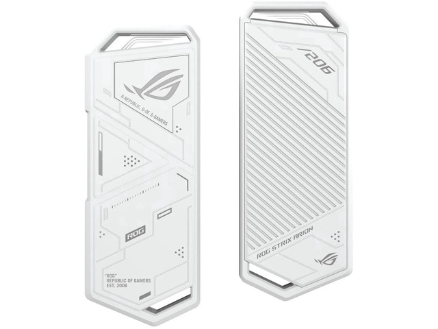 ASUS ROG STRIX Arion White Aluminum Alloy M.2 NVMe SSD External Portable Enclosure Case Adapter, USB 3.2 Gen 2 Type-C (10 Gbps), USB-C to C and...