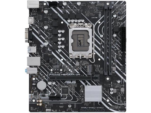 ASUS PRIME H610M-K D4 Intel H610 (LGA 1700) Micro-ATX motherboard, DDR4, PCIe 4.0, M.2 slot, Realtek 1 Gb Ethernet, HDMI/D-Sub, USB 3.2 Gen 1...