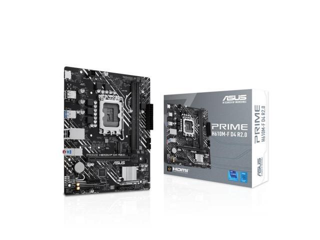 ASUS PRIME H610M-F D4 R2.0 Intel H610 (LGA 1700) micro-ATX motherboard PCIe 4.0, DDR4, M.2 slot, Realtek 1Gb Ethernet, HDMI, SATA 6 Gbps, USB 5Gbps...