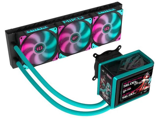ASUS ROG RYUO IV 360 ARGB MIKU Edition All-in-one AIO Liquid CPU Cooler, 400mm long water cooling tube, 3D visual effects, curved 6.67'' AMOLED...