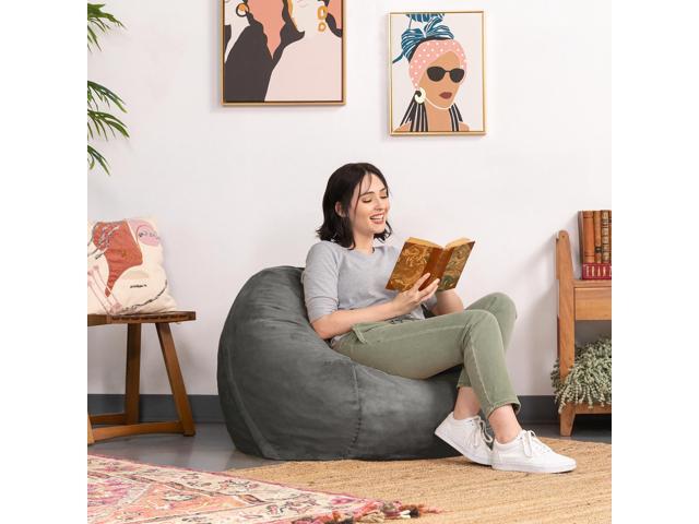 Jaxx Saxx 3 Foot Round Bean Bag w/ Removable Cover, Charcoal