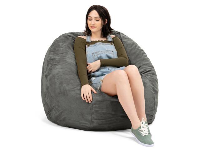 Jaxx Saxx 4 Foot Round Bean Bag w/ Removable Cover, Charcoal