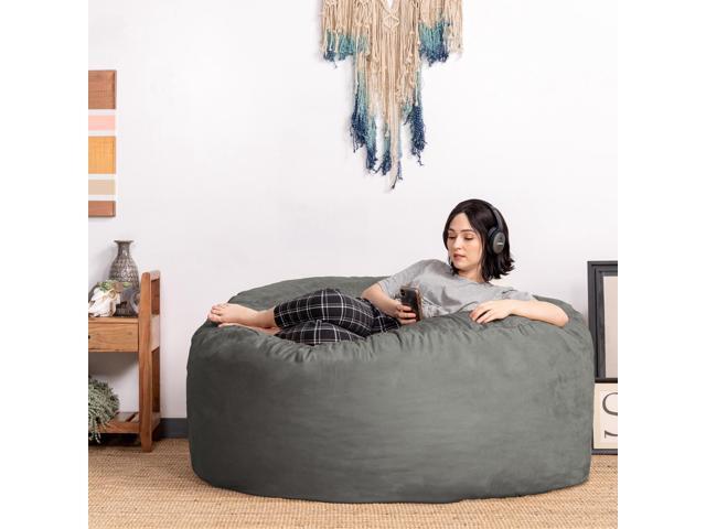 Jaxx Saxx 5 Foot Large Bean Bag w/ Removable Cover, Charcoal