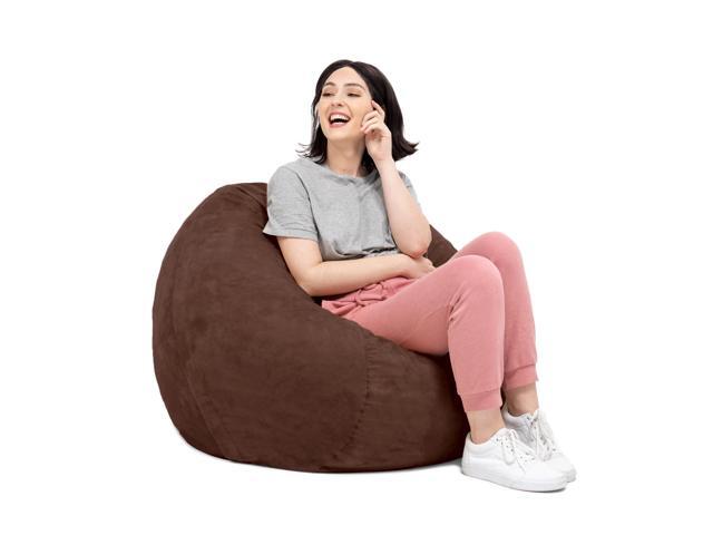 Jaxx Saxx 3 Foot Round Bean Bag w/ Removable Cover, Chocolate