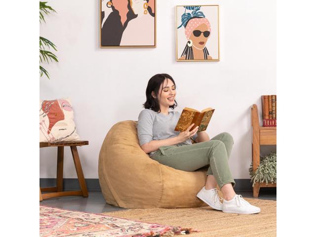 Jaxx Saxx 3 Foot Round Bean Bag w/ Removable Cover, Camel