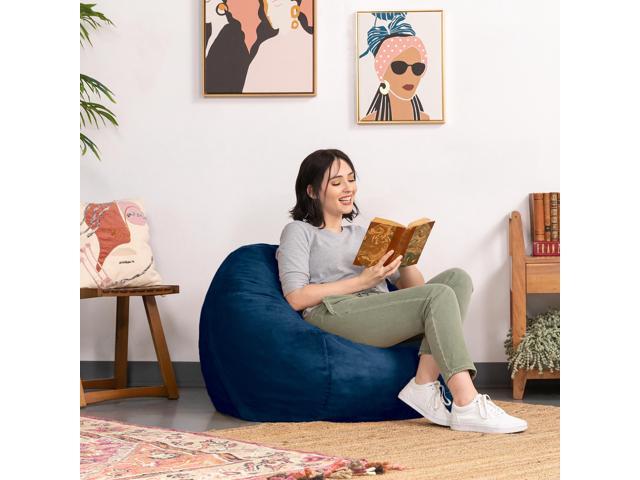 Jaxx Saxx 3 Foot Round Bean Bag w/ Removable Cover, Navy