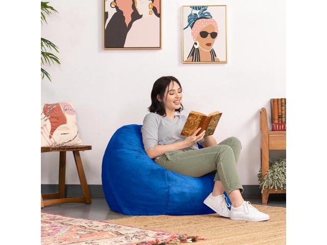 Jaxx Saxx 3 Foot Round Bean Bag w/ Removable Cover, Blueberry