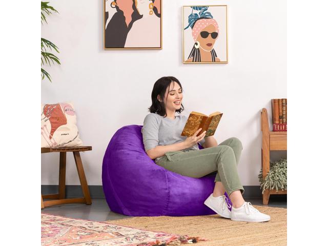 Jaxx Saxx 3 Foot Round Bean Bag w/ Removable Cover, Grape