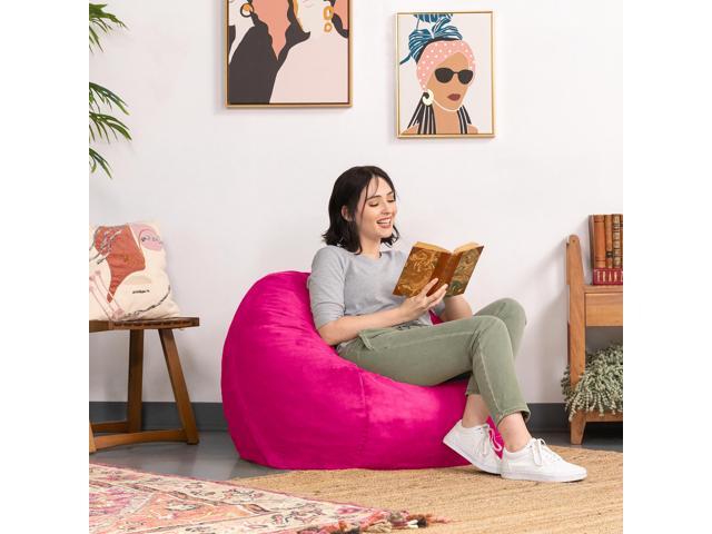 Jaxx Saxx 3 Foot Round Bean Bag w/ Removable Cover, Fuchsia
