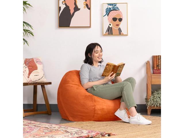 Jaxx Saxx 3 Foot Round Bean Bag w/ Removable Cover, Mandarin