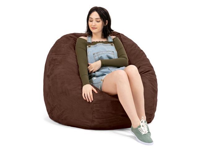 Jaxx Saxx 4 Foot Round Bean Bag w/ Removable Cover, Chocolate