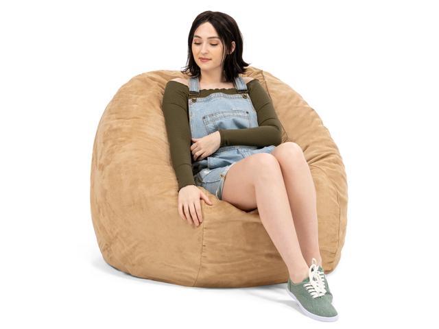Jaxx Saxx 4 Foot Round Bean Bag w/ Removable Cover, Camel
