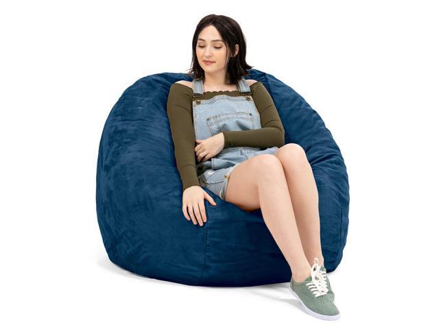 Jaxx Saxx 4 Foot Round Bean Bag w/ Removable Cover, Navy