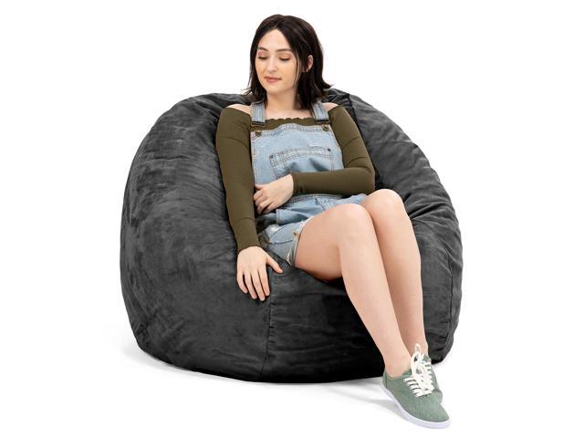 Jaxx Saxx 4 Foot Round Bean Bag w/ Removable Cover, Black