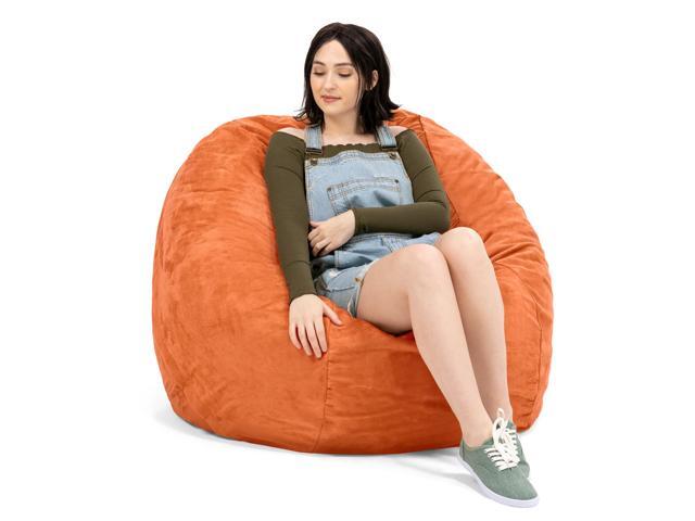 Jaxx Saxx 4 Foot Round Bean Bag w/ Removable Cover, Mandarin
