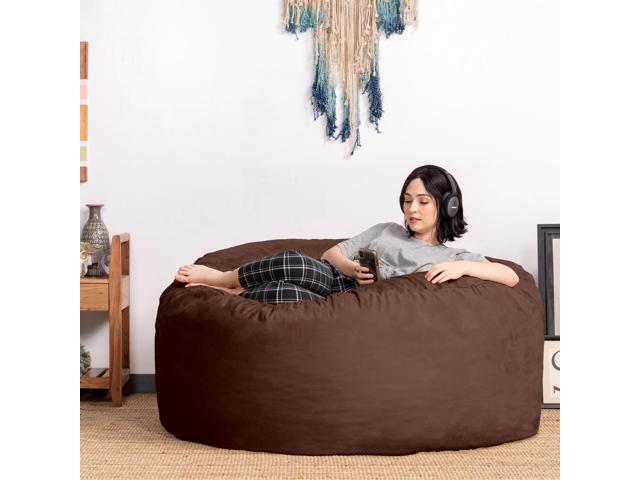 Jaxx Saxx 5 Foot Large Bean Bag w/ Removable Cover, Chocolate