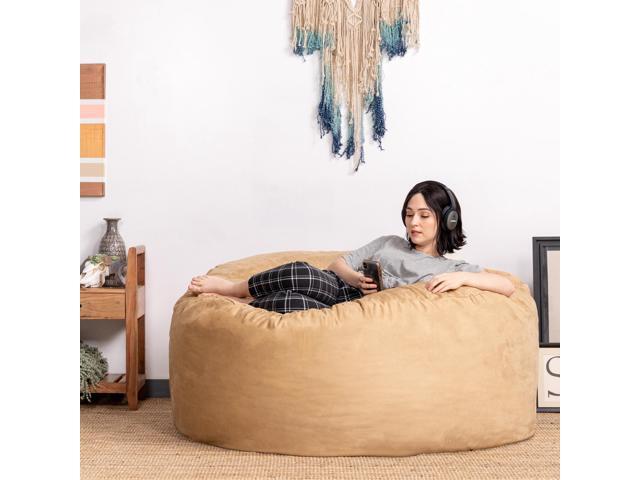 Jaxx Saxx 5 Foot Large Bean Bag w/ Removable Cover, Camel