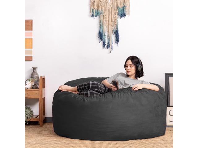 Jaxx Saxx 5 Foot Large Bean Bag w/ Removable Cover, Black