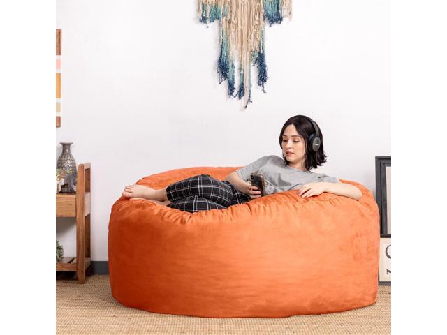 Jaxx Saxx 5 Foot Large Bean Bag w/ Removable Cover, Mandarin