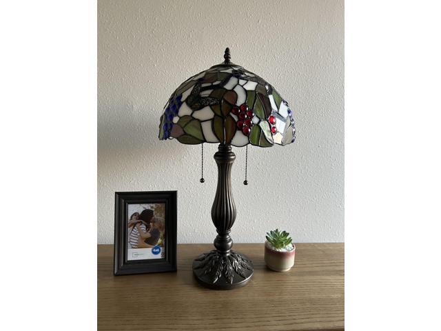 ENJOY DECOR LAMPS Tiffany Style Table Lamp Green Stained Glass Butterfly LED Bulbs Included for Living Room Bedroom 12'W*12'D*22'H