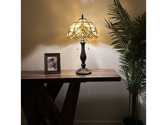 ENJOY DECOR LAMPS Tiffany Style Table Lamp Gold Stained Glass Baroque Style Lavender LED Bulbs Included Bedroom Living Room 12'W*12'D*22'H