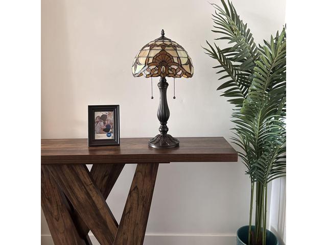 ENJOY DECOR LAMPS Tiffany Style Table Lamp Gold Stained Glass Baroque Style Lavender LED Bulbs Included Bedroom Living Room 12'W*12'D*22'H