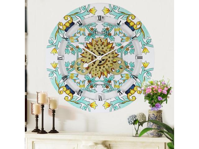 The Gears Clock 24 inches Round Italy Collection Wall Clock with Moving Gears
