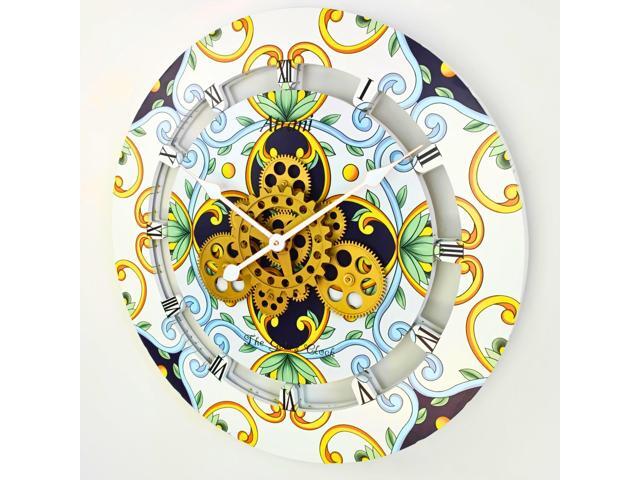 The Gears Clock 24 inches Round Italy Collection Wall Clock with Moving Gears Atrani