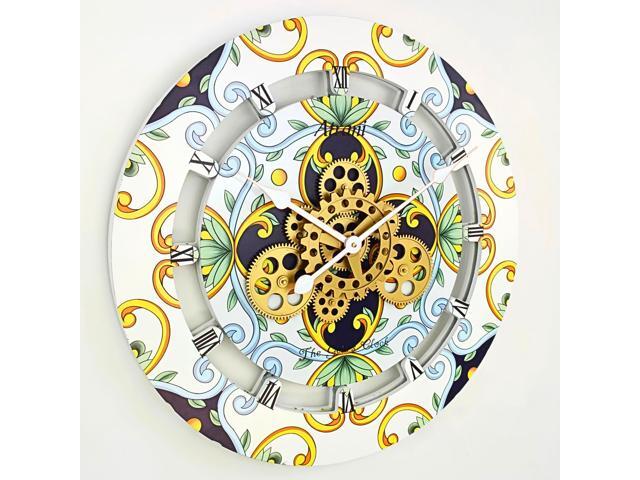 The Gears Clock 24 inches Round Italy Collection Wall Clock with Moving Gears Atrani