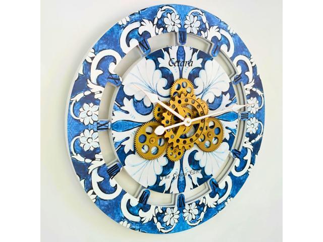 The Gears Clock 24 inches Round Italy Collection Wall Clock with Moving Gears Cetara