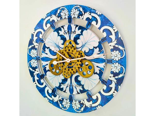 The Gears Clock 24 inches Round Italy Collection Wall Clock with Moving Gears Cetara