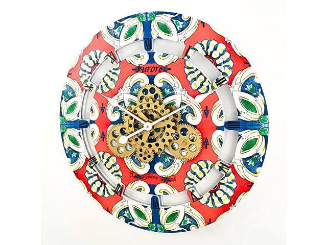 The Gears Clock 24 inches Round Italy Collection Wall Clock with Moving Gears Furore