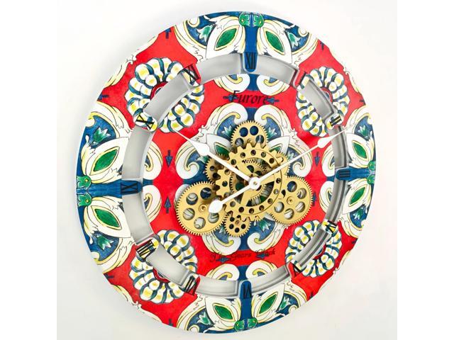The Gears Clock 24 inches Round Italy Collection Wall Clock with Moving Gears Furore