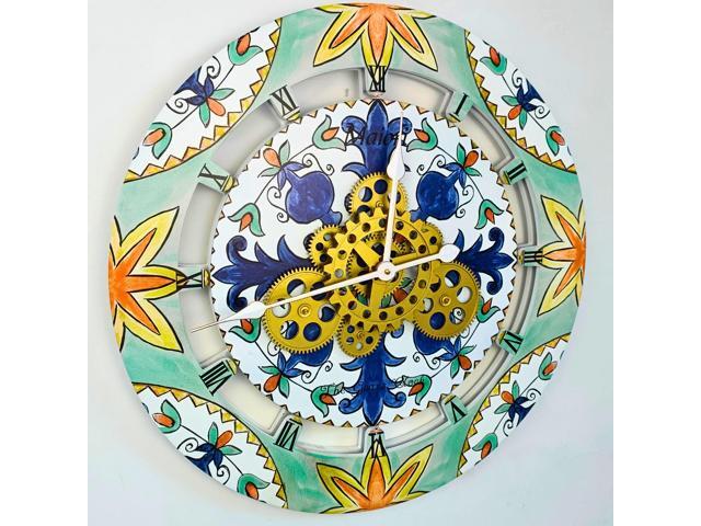 The Gears Clock 24 inches Round Italy Collection Wall Clock with Moving Gears Maiori