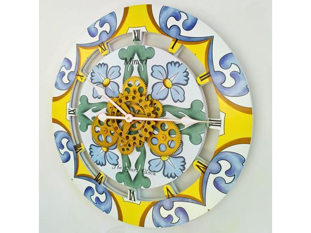 The Gears Clock 24 inches Round Italy Collection Wall Clock with Moving Gears Minori