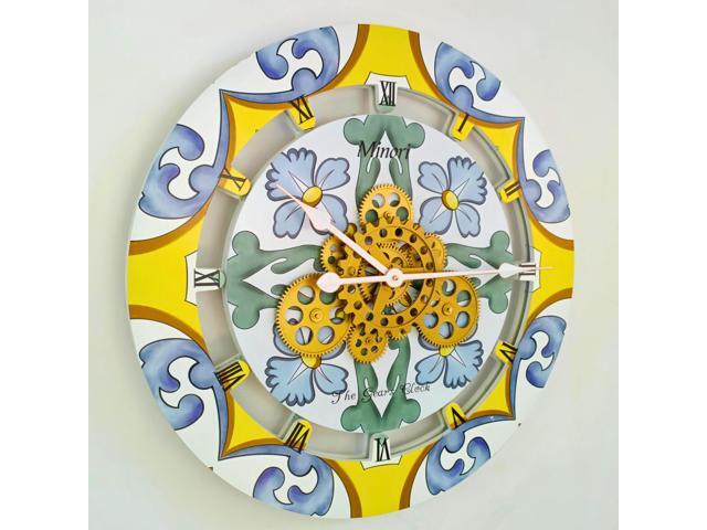 The Gears Clock 24 inches Round Italy Collection Wall Clock with Moving Gears Minori