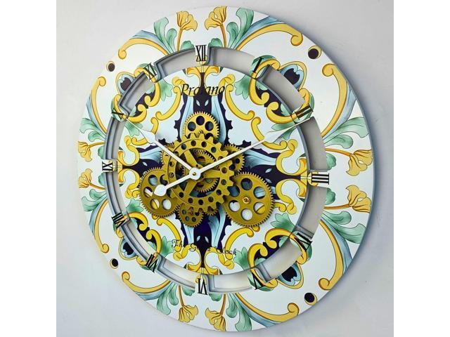 The Gears Clock 24 inches Round Italy Collection Wall Clock with Moving Gears Praiano