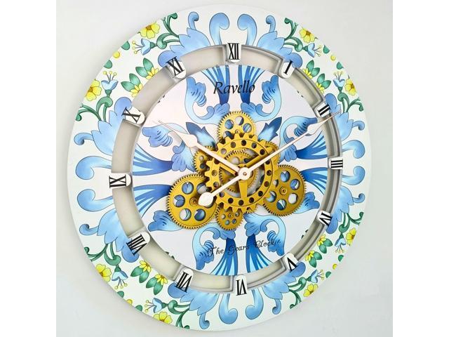 The Gears Clock 24 inches Round Italy Collection Wall Clock with Moving Gears Ravello