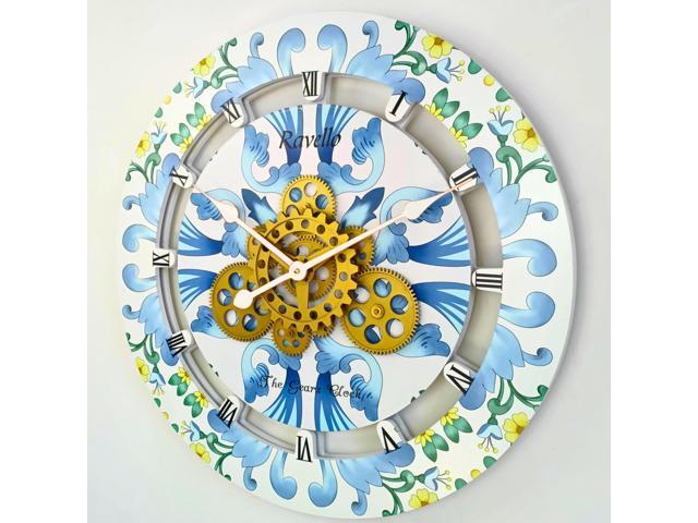 The Gears Clock 24 inches Round Italy Collection Wall Clock with Moving Gears Ravello
