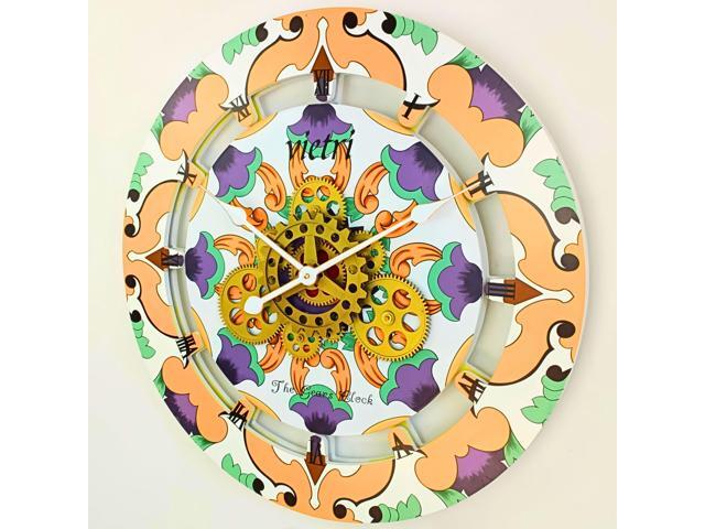 The Gears Clock 24 inches Round Italy Collection Wall Clock with Moving Gears Vietri